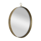 34" Gold Round Iron Framed Accent Mirror
