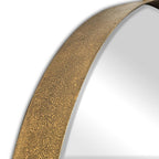 34" Gold Round Iron Framed Accent Mirror