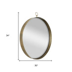 34" Gold Round Iron Framed Accent Mirror