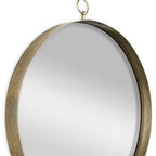 34" Gold Round Iron Framed Accent Mirror