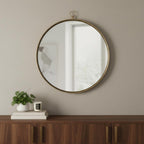 34" Gold Round Iron Framed Accent Mirror