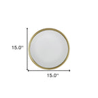 15" Gold Round Iron Textured Framed Accent Mirror