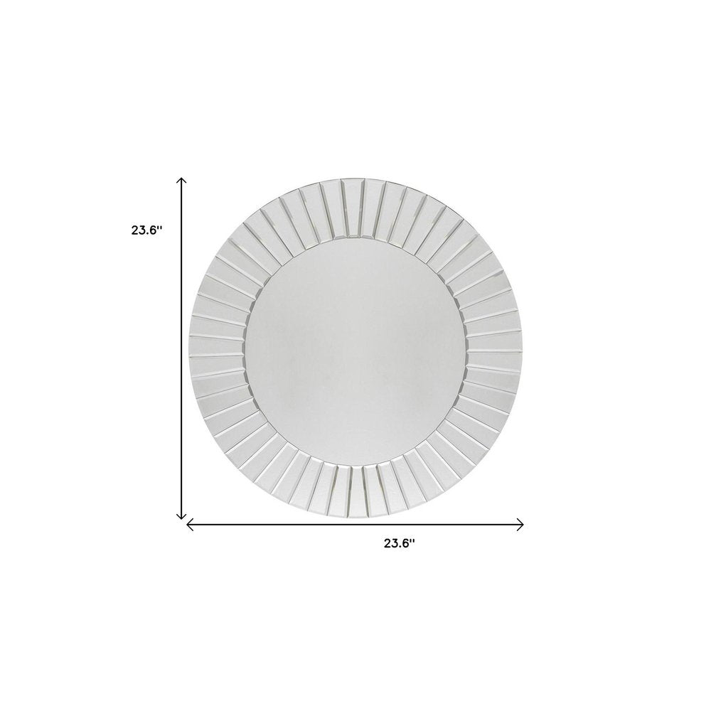 24" Clear Round Beveled Glass Framed Accent Mirror