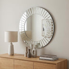24" Clear Round Beveled Glass Framed Accent Mirror