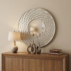 31" Silver Round Dimensional Thick Frame Accent Mirror