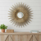 28" Gold Sunburst Iron Framed Accent Mirror