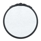 30" Black Crowned Top Antiqued Glass Round Framed Accent Mirror