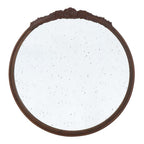 30" Brown Crowned Top Antiqued Glass Framed Accent Mirror