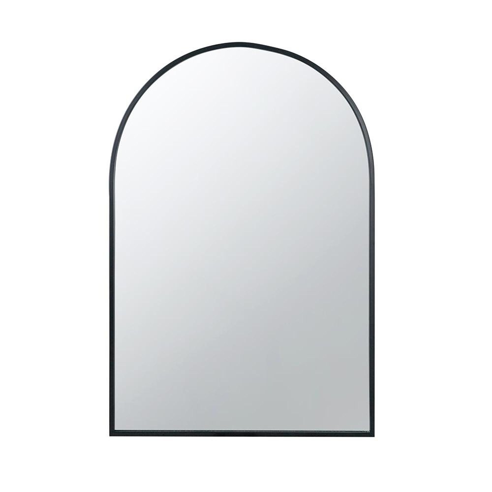 36" Black Arch Metal Framed Accent Mirror
