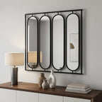 36" Black Square Iron Framed Accent Mirror
