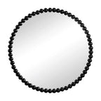 32" Black Iron Beaded Round Framed Accent Mirror