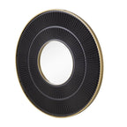 32" Black And Gold Round Wood And Metal Framed Accent Mirror