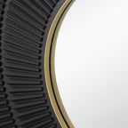 32" Black And Gold Round Wood And Metal Framed Accent Mirror
