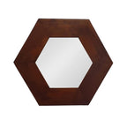 19" Dark Brown Hexagon Solid Wood Framed Accent Mirror