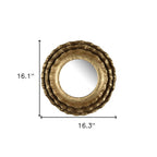 16" Gold Round Iron Framed Accent Mirror