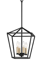 Black And Gold Kitchen Island Four Light Metal Dimmable Chandelier With Black Shades