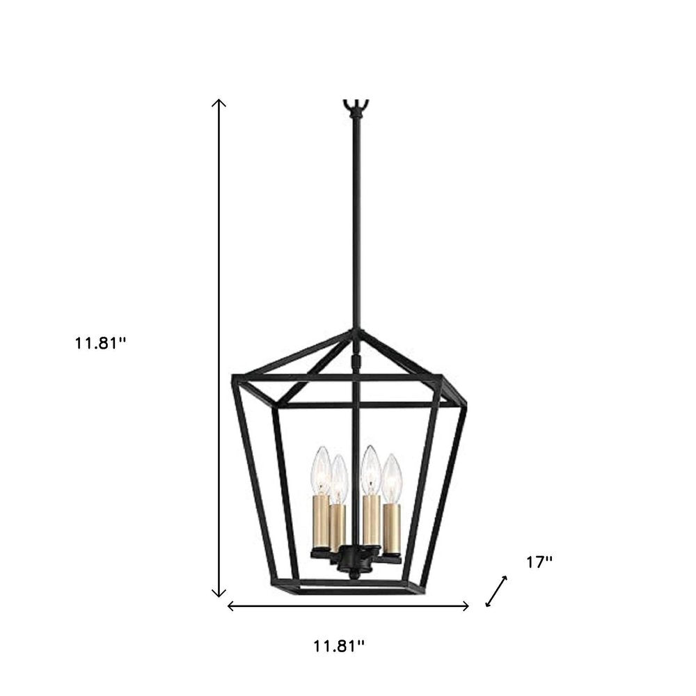 Black And Gold Kitchen Island Four Light Metal Dimmable Chandelier With Black Shades