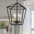 Black And Gold Kitchen Island Four Light Metal Dimmable Chandelier With Black Shades
