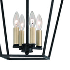 Black And Gold Kitchen Island Four Light Metal Dimmable Chandelier With Black Shades