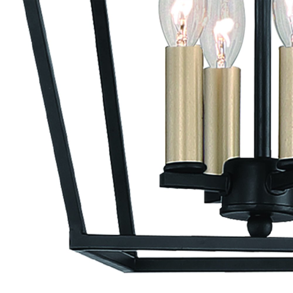 Black And Gold Kitchen Island Four Light Metal Dimmable Chandelier With Black Shades
