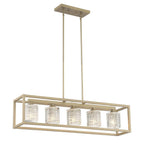 Brass Kitchen Island Five Light Metal Dimmable Chandelier With Clear Shades