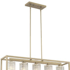 Brass Kitchen Island Five Light Metal Dimmable Chandelier With Clear Shades