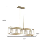 Brass Kitchen Island Five Light Metal Dimmable Chandelier With Clear Shades