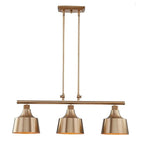 Gold Kitchen Island Three Light Metal Dimmable Chandelier With Gold Shades