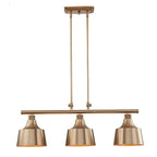 Gold Kitchen Island Three Light Metal Dimmable Chandelier With Gold Shades