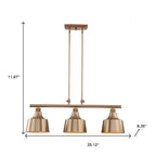 Gold Kitchen Island Three Light Metal Dimmable Chandelier With Gold Shades