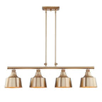 Gold Kitchen Island Four Light Metal Dimmable Chandelier With Gold Shades