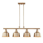 Gold Kitchen Island Four Light Metal Dimmable Chandelier With Gold Shades