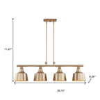 Gold Kitchen Island Four Light Metal Dimmable Chandelier With Gold Shades