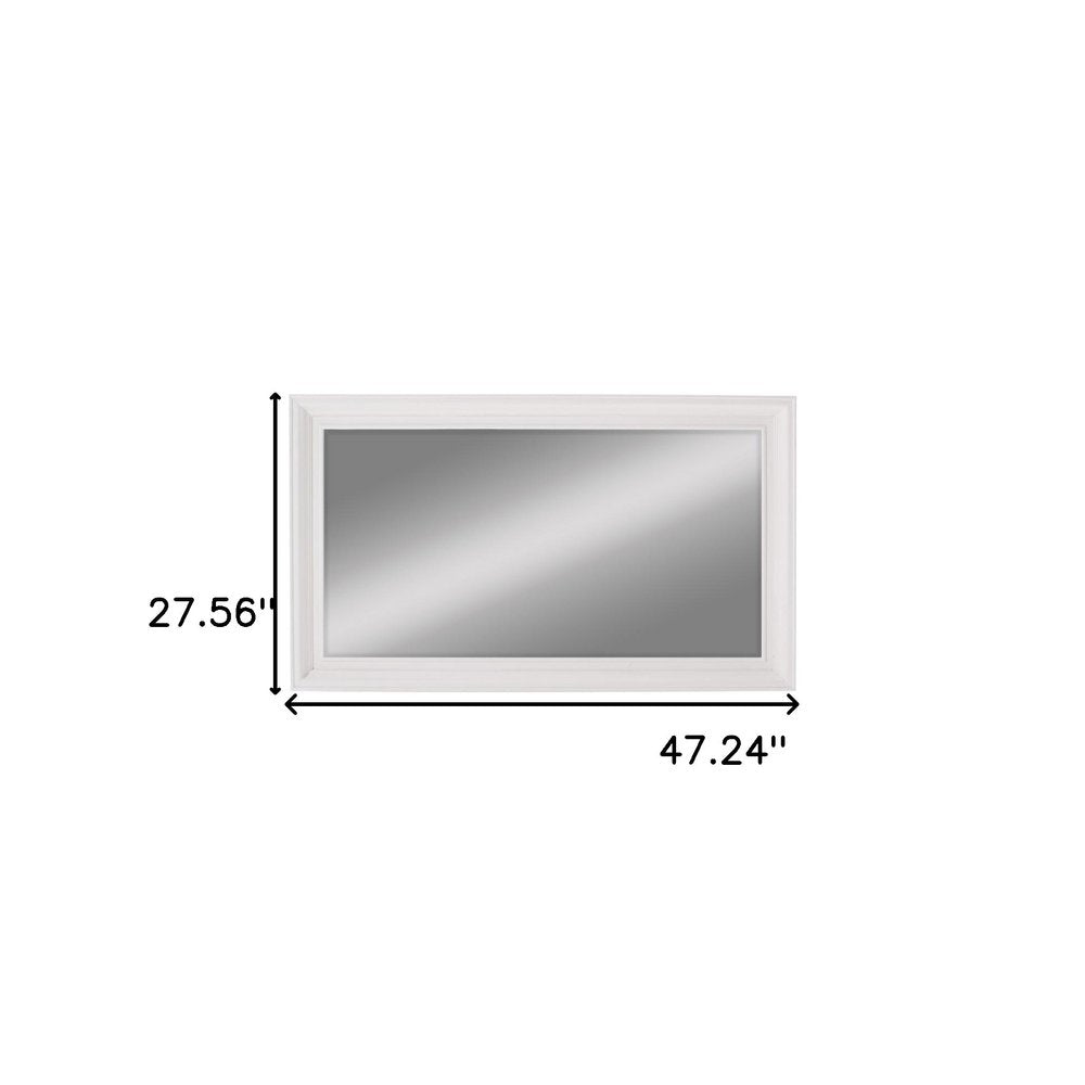 28" White Solid Wood Framed Full Length Hanging Mirror