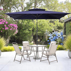 10' Navy Blue Polyester Rectangular Tilt Market Patio Umbrella