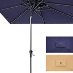 10' Navy Blue Polyester Rectangular Tilt Market Patio Umbrella