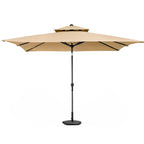 10' Tan Polyester Rectangular Tilt Market Patio Umbrella