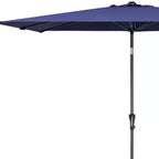 9' Navy Blue Polyester Rectangular Tilt Market Patio Umbrella