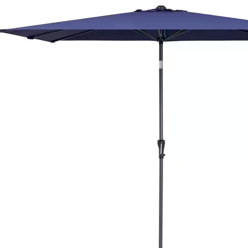 9' Navy Blue Polyester Rectangular Tilt Market Patio Umbrella