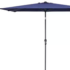 9' Navy Blue Polyester Rectangular Tilt Market Patio Umbrella