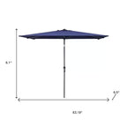 9' Navy Blue Polyester Rectangular Tilt Market Patio Umbrella