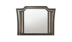 38" Gunmetal Lighted Abstract Wood Framed Mounted Dresser Mirror