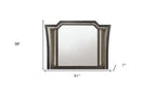 38" Gunmetal Lighted Abstract Wood Framed Mounted Dresser Mirror