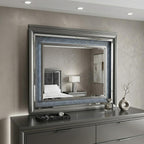 39" Gunmetal Lighted Wood Framed Mounted Dresser Mirror