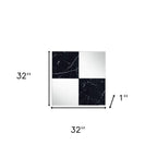 32" Black And Gray Square Wood composite Framed Accent Mirror