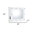 26" White Metal Framed Mounted Accent Mirror