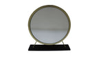Set of Two Gold Black and White Metal And Faux Fur Freestanding Makeup Mirror And Stool