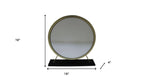 Set of Two Gold Black and White Metal And Faux Fur Freestanding Makeup Mirror And Stool