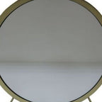 Set of Two Gold Black and White Metal And Faux Fur Freestanding Makeup Mirror And Stool