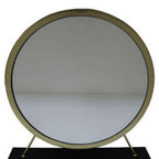 Set of Two Gold Black and White Metal And Faux Fur Freestanding Makeup Mirror And Stool